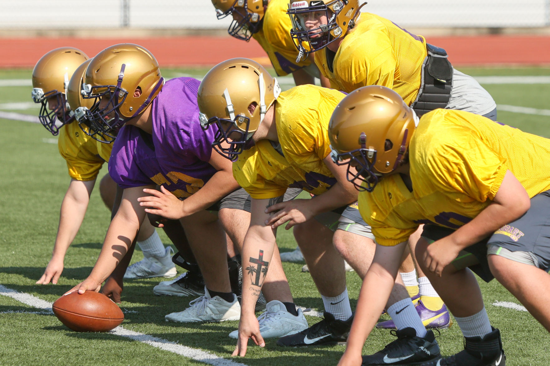 Hobart High football team practice